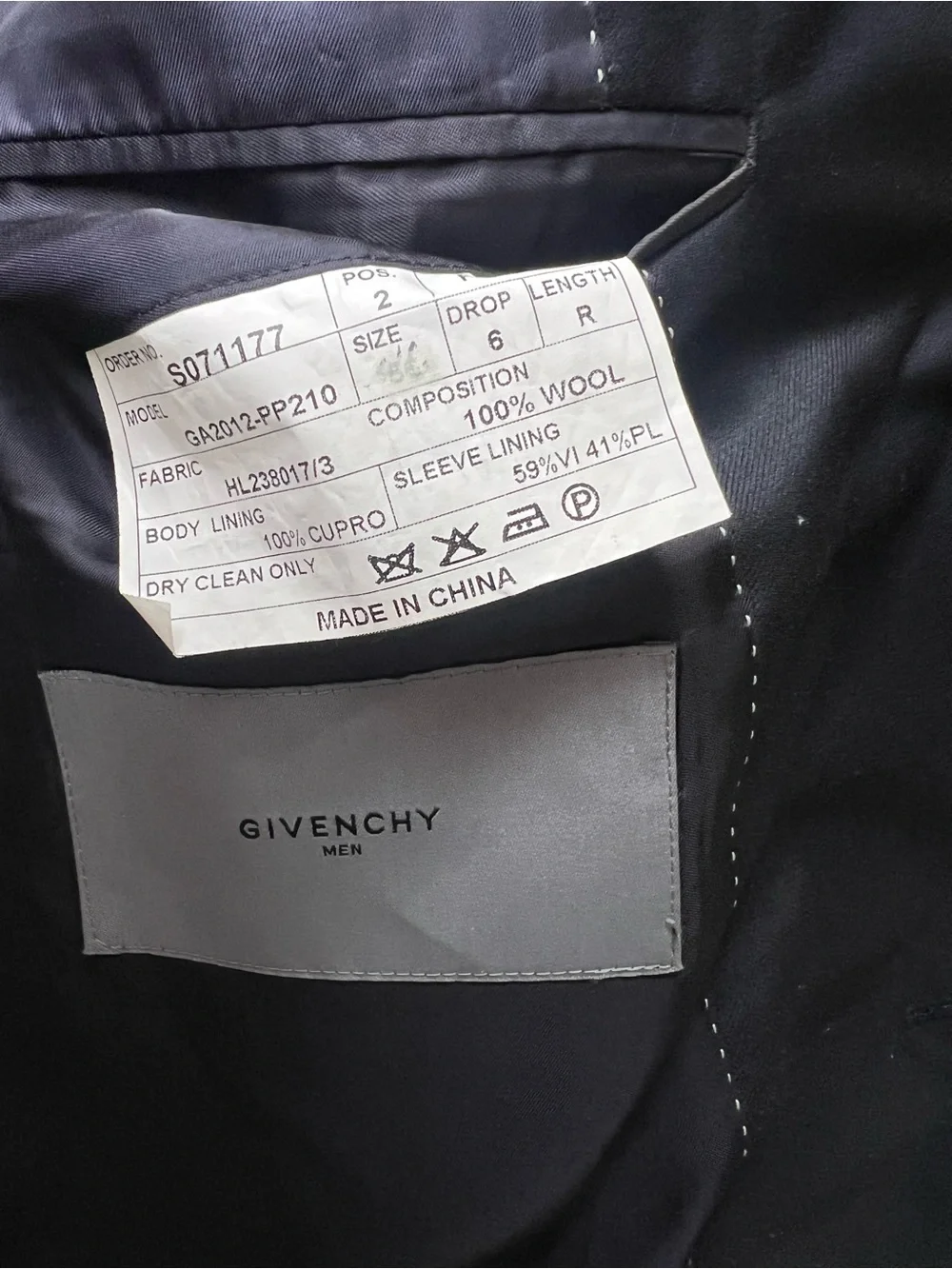 Givenchy Men Suit Wool Designer Blazer Blue Luxury Office Wear See Measurements